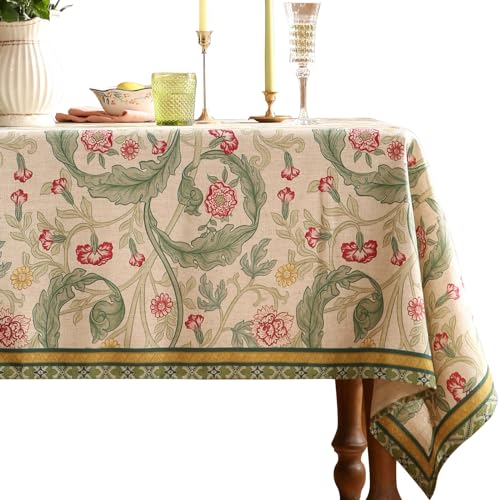 patdrea Vintage French Linen Tablecloth,Square,67"x67"-Cecilia A | Colorful Elegant Table Cloth for Square Table,Floral Vine Patterned,for Dining Room Tea Party Thanksgiving - color: Cecilia a, size: 67" x 67" (Square)
