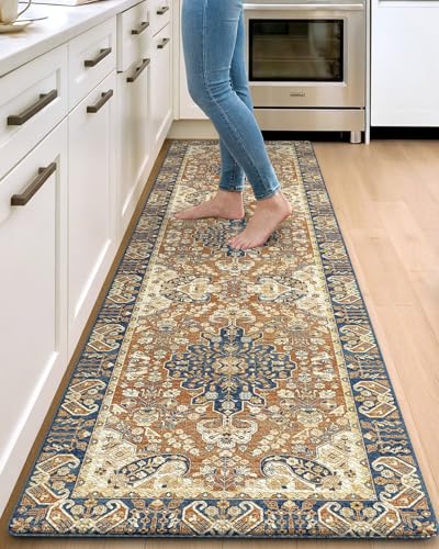 DEXI Kitchen Floor Mats Cushioned Anti Fatigue Runner 23x86 Brown Beige | Soft Comfort Memory Foam, Easy Care, Waterproof, Standing Padded for Front Sink Laundry Office Farmhouse - color: Beige/Brown, size: 86"L x 23"W x 0.4"Th