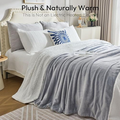 NANPIPER Sherpa Blanket Twin Thick Warm Blankets for Winter Bed Super Soft Fuzzy Flannel Fleece/Wool Like Reversible Velvet Plush Fabric(Light Grey Twin Size 60"x80") - color: Light Grey, size: Twin