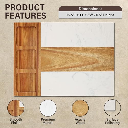 Marble Cutting Board Set, Charcuterie Cheese Boards, 3 Bowls, 3 Spoons, 4 Charcuterie Utensils, Meat, Fruits, Vegetables, Housewarming, Wedding - Marble Blank - style: Marble-Blank
