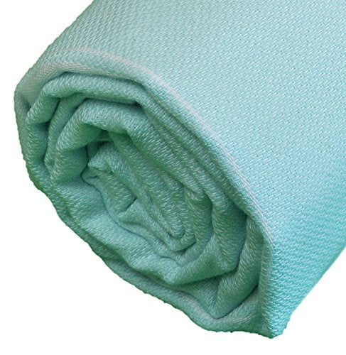 Bersuse Towels Anatolia XL Beach Blanket Throw Blanket Turkish Towel 100% Cotton Extra-Large Quick-Dry Lightweight Premium Peshtemal Towel - 61x82 Inches, Aqua Marine - color: Aqua Marine