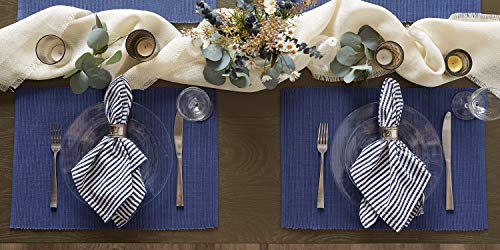 DII Basic Everyday Ribbed Tabletop 100% Cotton, Placemat Set, 13x19, French Blue, 6 Piece - color: French Blue, size: 13x19"