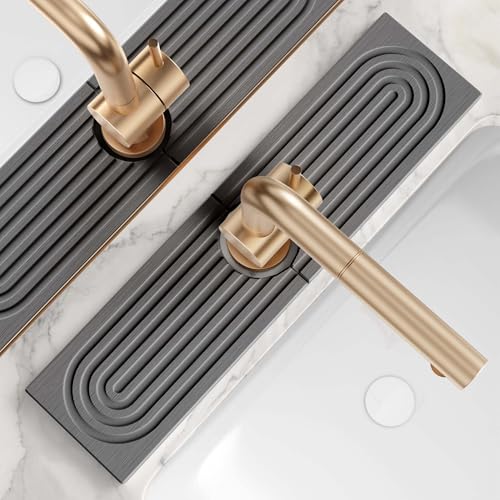 Kitchen Sink Faucet Mat - 15.7in Diatomite Sink Protectors for Kitchen Sink, Stone Sink Splash Guard for Kitchen Counter Sink Accessories (Dark Grey, 15.7'' x 3.9'') - color: Dark Gray, size: 15.7" x 3.9"