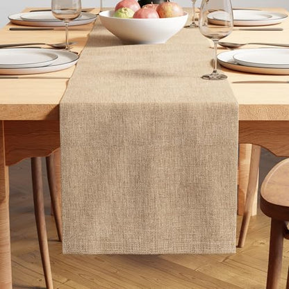 Encasa XO Table Runner 4 to 6 Seater, Soft Chenille 13"x72" | Sand, Woven Rib Texture | Machine Washable | Colorfast & Shrink Resistant | Durable Polyester Yarns - color: Sand, size: 13x72 in