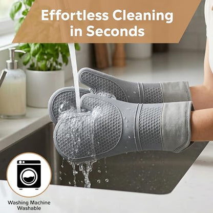 Silicone Oven Mitts and Pot Holders Sets, 6 Piece Kitchen Set | 2 Oven Mitts, 2 Mini Gloves, 2 Pot Holders, Heat Resistant Non Slip Silicone, Ideal for Cooking & Grilling - color: 2 Pot Holders, 2 Oven Mitts, 2 Mini Gloves