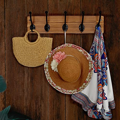 WEBI Rustic Coat Rack Wall Mount,5 Cast Iron Coat Hooks Wall Mounted,Heavy Duty Wall Coat Hanger Hooks for Hanging Coats,Clothes,Rustic Brown - color: Brown, size: 17 Inch