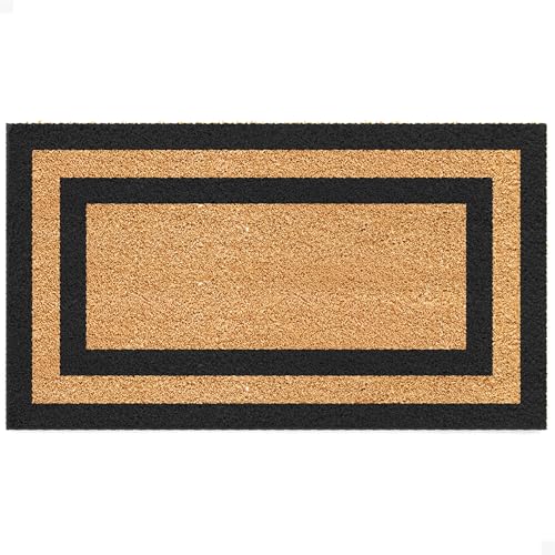 Door Mat - Welcome Mat for Front Door with Non-Slip Backing - Durable Coir Doormat - Perfect for Outside Entrance and Entryway Matt - Outdoor/Indoor - Borderline - 17" x 30" - color: Borderline