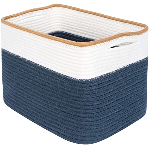 Storage Basket for Shelves, Decorative Baskets for Organizing, Book Basket, Storage Cube Bin Box, Woven Closet Organizer, Pantry Closet and Shoe Basket, Prussian Blue - color: Prussian Blue