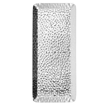 Hammered Tray, Stainless Steel Mirror Polished Serving Platter with Elegant Design, Perfect for Desserts and Fruits for Home Kitchen (Silver) - color: Silver