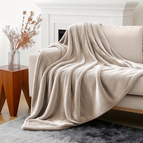 3-Pack Fleece Throw Blankets 50x60, 300GSM Soft Flannel Plush Blanket, Lightweight Warm Couch Sofa Bed Blankets, No Shedding All Season (Camel) - color: Camel