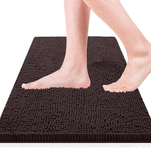 Bathroom Rugs 23x15,Super Absorbent Soft,Thick,Machine Washable Chenille Bath Mat,Non Slip Toilet Floor Rug,Bath Mats for Bathroom Floor, Home Decor Accessories,Coffee - color: Coffee, size: 1'3" x 1'11" (15"x23" bathroom rugs)
