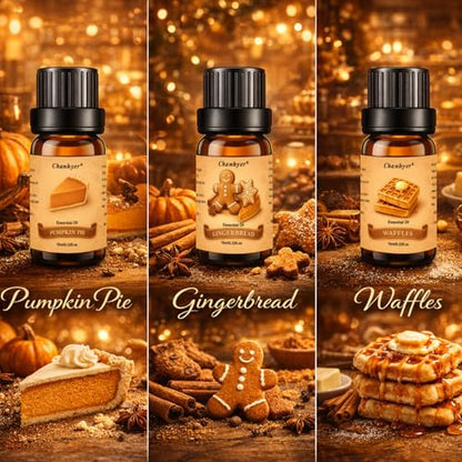 Bakery Essential Oils Set for Diffusers for Home 6 x 10 ml | Chocolate Cookies,Vanilla Cake,Cinnamon Rolls,Pumpkin Pie,Gingerbread Scented Oil for Diffuser,Candle,Soap Making - color: Yellow