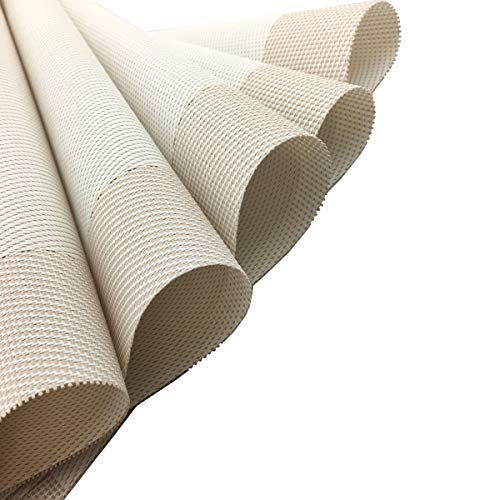 Vinyl Beige Placemats Heat Resistant Dining Table Mats Non-Slip Washable Place Mats Set of 6 （Beige） - color: Beige