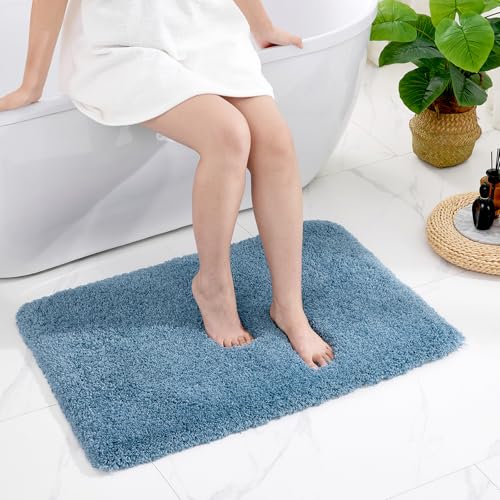 Disolla Blue Bathroom Rug 24x36 - Non-Slip Plush Thick Bath Mat, Highly Absorbent & Ultra Soft Fluffy Floor Mat, Machine Washable for Shower and Tub - color: Blue, size: 2' x 3' (24''x36'' Bathroom Rug)