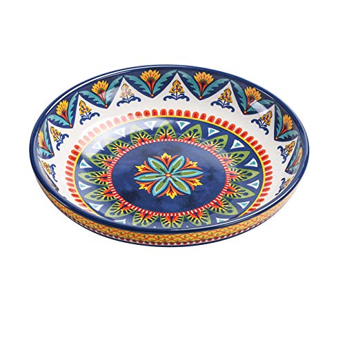 Bico Havana Pasta Bowls, 35oz Salad Bowl Set of 4, Large Ceramic Serving Dinner Bowls for Soup and Cereal, Microwave and Dishwasher Safe, Gift for Housewarming and Thanksgiving - color: Multicolor