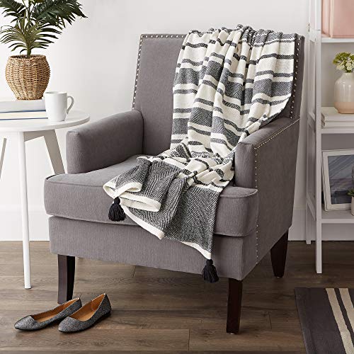 DII New Traditional, 2-Tone Chevron Stripe Throw, 50x60, Black - color: Black