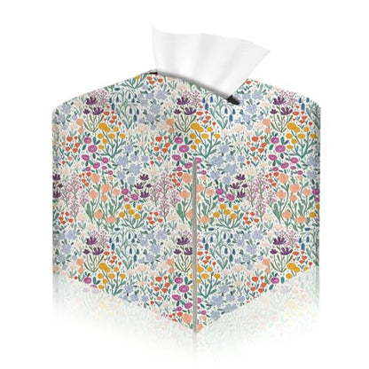 Floral Tissue Box Cover, Tissue Box Holder for Home, Playoom 5x5IN - color: Wildflowers 386