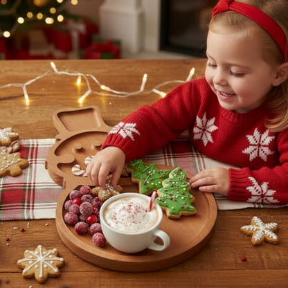 Snowman Christmas Serving Tray Platter Charcuterie Board Christmas Wood Serving Dish Cutting Board Rustic Farmhouse 11.42 x 10.43 Inches Table Plate for Cheese Food Fruit Party - style: Snowman