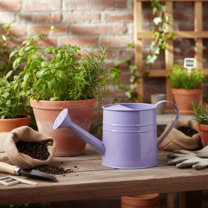 Long Spout Iron Watering Can for Indoor & Outdoor Plants, Durable Metal Design with Precise Flow Control (1 Pack) - color: Purple