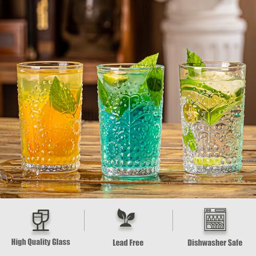 Crystal Whiskey Glasses Set of 8, 10 oz Old Fashioned Tumblers, Premium Rocks Glasses for Drinking Scotch, Bourbon, Cognac, Irish Whisky and Cocktails - Ideal Gift for Whiskey Enthusiasts - style: Embossed Style