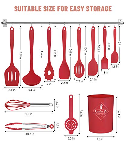Pranski Kitchen Utensils Set-12 Pieces Silicone Cooking Utensils Set (Dishwasher Safe) 392°F Heat Resistant Spatula Set, Nonstick Cookware | Dishwasher Safe 392°F Heat Resistant Spatula Set Kitchen Utensil Set for Nonstick Cookware,Best Kitchen Tools with