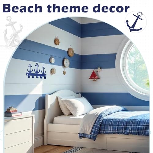 Reallnaive Anchor Over The Door Hooks Christmas Nautical Coastal Navy Blue Bathroom Decor Wall Mount Hanger Rack Holder for Towel, Hat, Coat, Cloth, Keychain, Bag, Beach Lake House Decor - style: Anchor