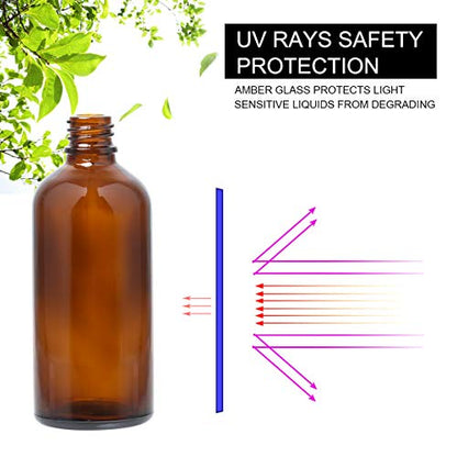 Amber Glass Spray Bottles for Essential Oils, 4oz, 2 Pack | Small, Empty, Fine Mist - color: Black Amber