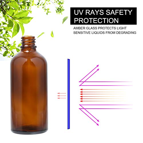Amber Glass Spray Bottles for Essential Oils, 4oz, 6 Pack | Small, Empty, Fine Mist - color: Amber-6PCS