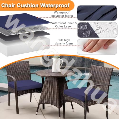 Outdoor Chair Cushions Set of 2 16x16 In, Waterproof Fade Resistant Patio Furniture Cushions, 2 In Thick Sofa Couch Seat Cushion Replacement, Square Chair Pads w/ Ties and Washable Cover, Lake Blue - color: Lake Blue, size: 16x16x2 in