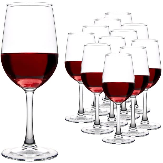 YANGNAY Wine Glasses (Set of 12, 12 Oz), All-Purpose Red or White Wine Glass with Stem, Durable, Dishwasher Safe - size: 12 Count (Pack of 1)