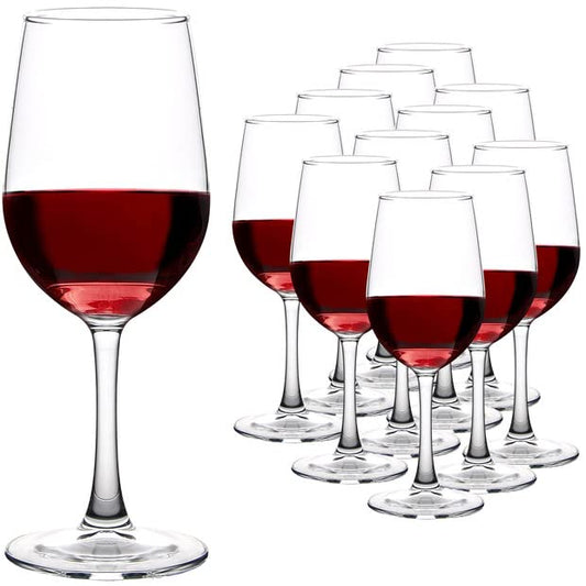YANGNAY Wine Glasses (Set of 12, 12 Oz), All-Purpose Red or White Wine Glass with Stem, Durable, Dishwasher Safe - size: 12 Count (Pack of 1)