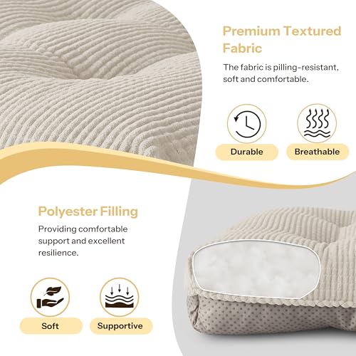 Anti Slip Kitchen Chair Cushions Set of 4 18"X16.5"X3" Beige | Elegant Breathable Textured Fabric, with Ties, Tufted, Thick Polyester Filling, for Dining Chairs, Folding Chairs, Office - color: Beige