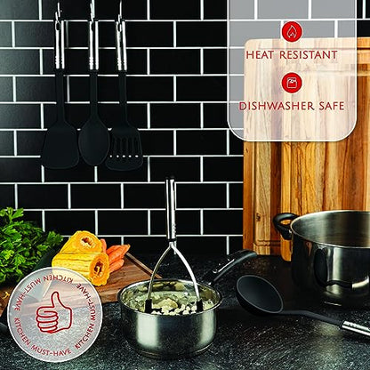 Kitchen Utensils Set 35 PCS Cooking Utensils Set, Nonstick and Heat Resistant Nylon Stainless Steel Silicone Spatula Set - Kitchen Gadgets Home Essentials Kitchen Accessories, Apartment Must Haves - color: Black