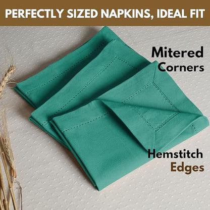 Native Fab Cloth Napkins Set of 4, 100% Cotton, Hemstitch Mitered Edges, Washable Fabric Napkins, 18x18 inch, Soft, Breathable, Reusable Hotel Quality Napkins for Events, Party, Dinner - Royal Green - color: Royal Green, size: 18" x 18" (Set of 4)