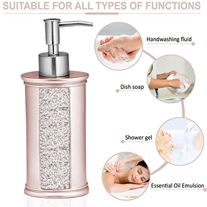 Zahari Home Sinatra Soap Dispenser/Lotion Pump Unique Design Bling Glass Mosaic Décor, Blush - color: Blush