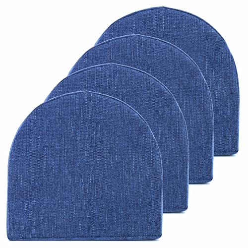 Chair Cushions 100% High Density Memory Foam Pads U Shaped 17" x 16"Non Slip Skid Rubber Back Seat Cover, 4 Pack, Navy Blue - color: Navy Blue, size: 4 Count (Pack of 1)