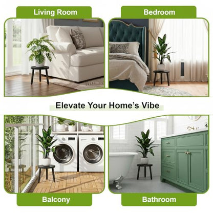 Wood Plant Stands 3-Pack Indoor, Plant Stool, Black | Premium carbonized pine with moisture-resistant, burr-free finish, Snap together in 60 seconds, no tools needed - color: Black, size: 3-Pack