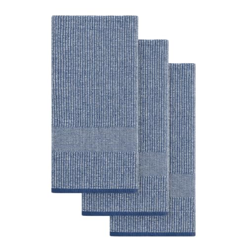 Mordimy Premium Large Cotton Kitchen Towels (18"x 28", 3 Pack), Navy Blue | 100% Ring Spun Cotton, Super Absorbent, 380 GSM, Flat & Terry, Soft, Hanging Loop Dish Towels - color: Navy Blue, size: 18"x28" - 3 Pack