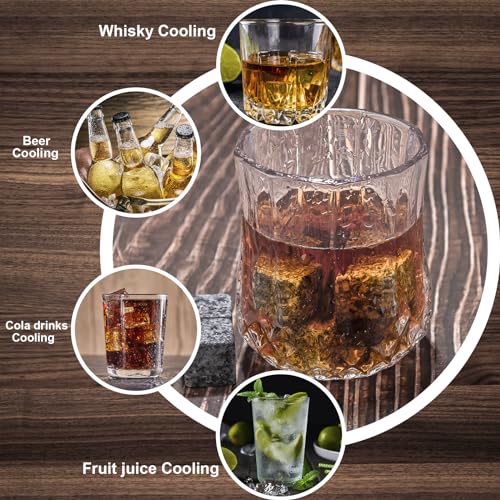 Fathers Day Anniversary Birthday Gifts for Men Him Dad Husband, White Elephant Gifts for Adults, Whiskey Glasses Set of 2 with Chilling Rocks, Bourbon Whiskey Stones Gifts for Men Wooden Box