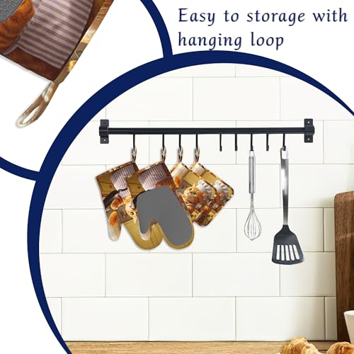 Cat Chef Pot Holders and Oven Mitts Set Silicone Funny Cats Cooking Kitchen Gloves Potholders Heat Resistant Washable,Chef Cooking Baking Gifts for Women Men Bakers Lover Cooks - color: Cat Chef,funny Cats Cooking