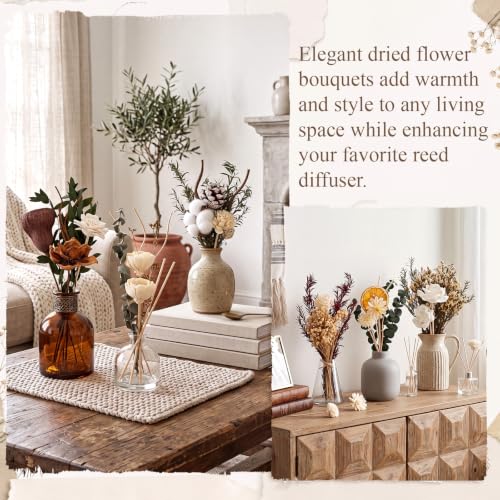 Sawysine 15 Sets Reed Diffuser Sticks Flowers, Natural Rattan Flower Reed Fragrance Diffuser Set Replacement Fragrance Diffuserrattan Sticks for Home Bathroom Bedroom Office Decor (Dried Flowers)