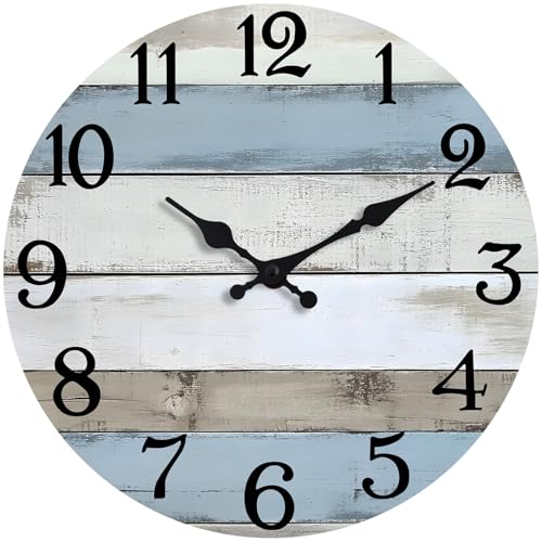 JoFomp 6 Inch Wooden Wall Clocks Battery Operated, Silent Wall Clock Non Ticking, Coastal Country Design Rustic Wall Clocks for Living Room Decor, Small Wall Clock for Bedroom Kitchen Bathroom - size: 6 Inch