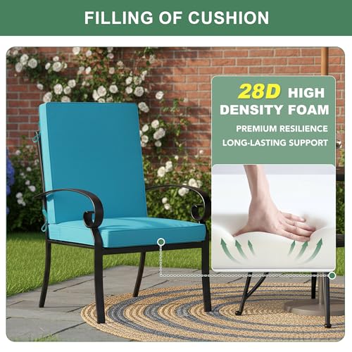 Summsun High Back Patio Dining Chair Cushions 4-Pack, 20 x 20 Inch, Teal | High-Resilience Foam, Non-Slip Bottom, Water Resistant, Removable Cover, Hidden Zipper, Fit for Garden, Lawn, Patio Furniture - color: Teal