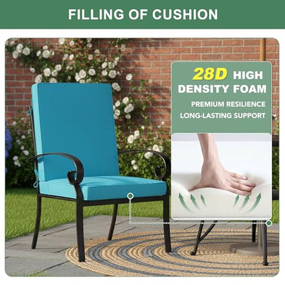 Summsun High Back Patio Dining Chair Cushions 4-Pack, 20 x 20 Inch, Teal | High-Resilience Foam, Non-Slip Bottom, Water Resistant, Removable Cover, Hidden Zipper, Fit for Garden, Lawn, Patio Furniture - color: Teal