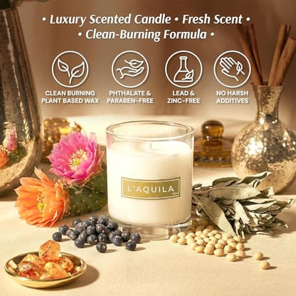 L'Aquila Fig and Bergamot Candle, Plant-Based Wax, 9oz, RŌM Fragrance