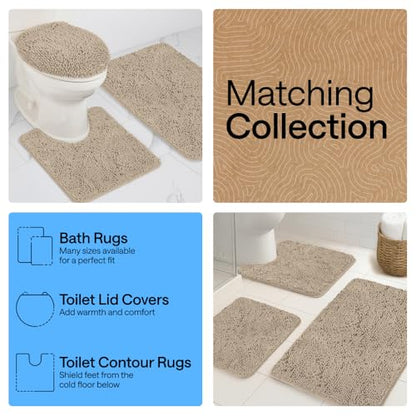 GORILLA GRIP Bathroom Rug Sets 3 Piece, Bath Mat Set and Oval Toilet Base with Rubber Backing, Plush Absorbent Shaggy Chenille Washable Mats, Includes 24x19.5, 24x17 and 36x24 Inch Rugs, Gray Beige - color: Gray Beige, style: 24"x19.5" + 24"x17" + 36"x24"