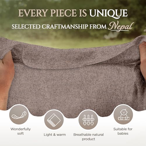 Cashmere Blanket – Hand Woven 100% Pure Wool Throw Blanket, 135 x 270 cm – Plain Cozy, and Soft Blanket for Bed, Sofa, or Couch - Made in Nepal - color: Dark Brown