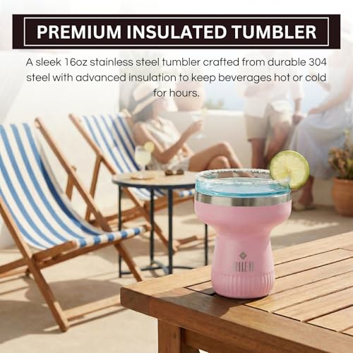 Double Wall Insulated Margarita Tumbler, Cocktail Cup Rose Quartz, 16 oz | Keeps Drinks Cold 12+ Hours, Shatterproof, Portable, Travel Friendly Perfect for Margaritas, Martinis, Cocktails & Mix Drinks - color: Rose Quartz