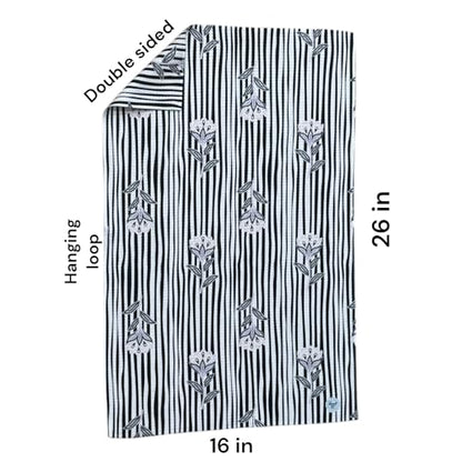 Kitchen Towels, Dish Towels for Kitchen, 3 Pc Kitchen Towel Set | Microfiber Waffle Towels, 16 x 26 inches, with Hanging Loops, Reusable Tea Towels, Cute Kitchen Towels - 3 Pack - color: Black/Gray