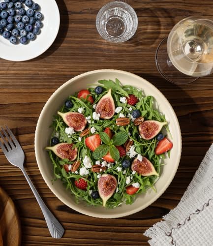 8.5" Ceramic Pasta Bowls Set of 4, Salad Bowls | Versatile Serving Bowls for Pasta, Salad, Fruit & Noodles, Housewarming & Wedding Gift, Cappuccino - color: Cappuccino, size: 8.5 Inch
